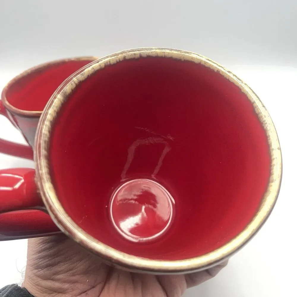 Pier 1 Vania Deep Red Mugs - Set Of 2